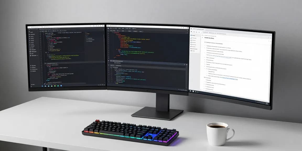 Gi8 software development tools in a modern tech workspace, featuring coding, cloud computing, and cybersecurity solutions.