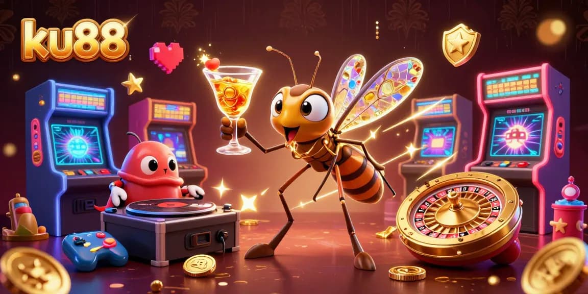 Engage with ku88's vibrant casino-themed scene featuring classic gaming and dynamic action.