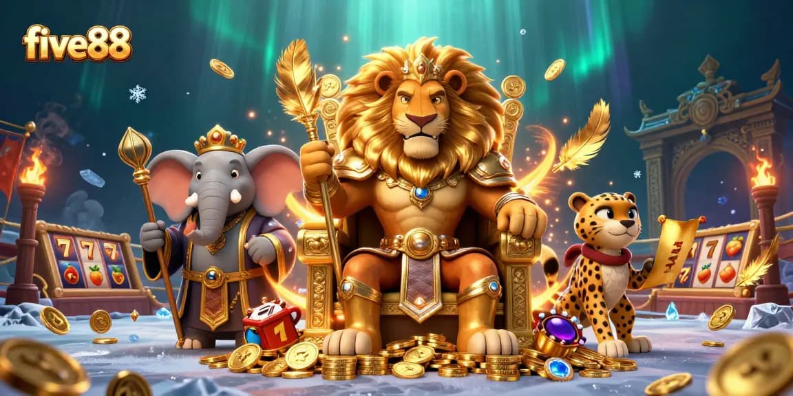 Experience thrilling action with five88 as the lion king leads the casino adventure amidst gold and glory.