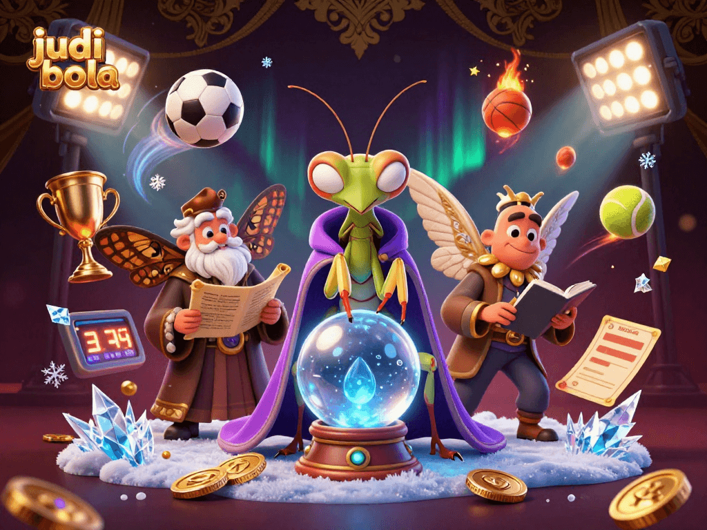 Experience thrilling judi bola action with vibrant sports elements and mystical characters in an entertaining 3D illustration.