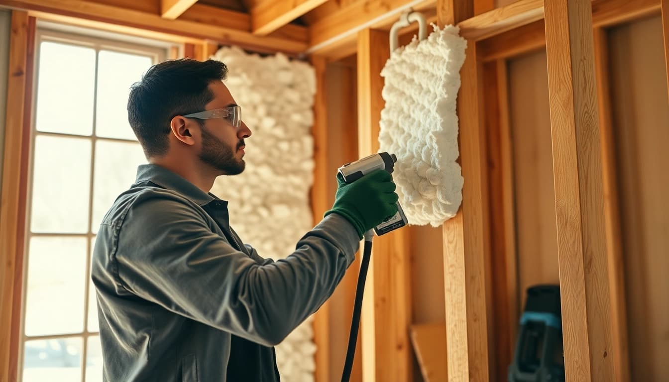 Spray foam removal guidance with a technician demonstrating the process in a well-lit home improvement setting.