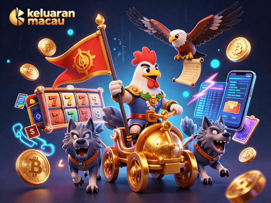 Engage in vibrant casino action with keluaran macau displayed prominently against a colorful 3D illustration.
