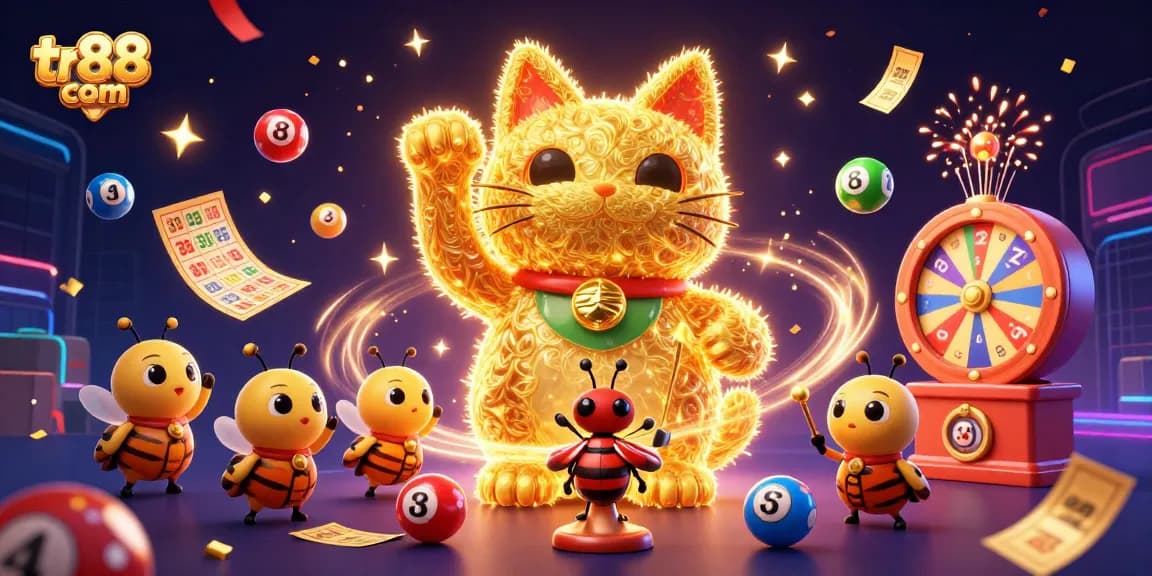 Engage in exciting gameplay at tr88 com with vibrant lottery and casino-themed visuals.