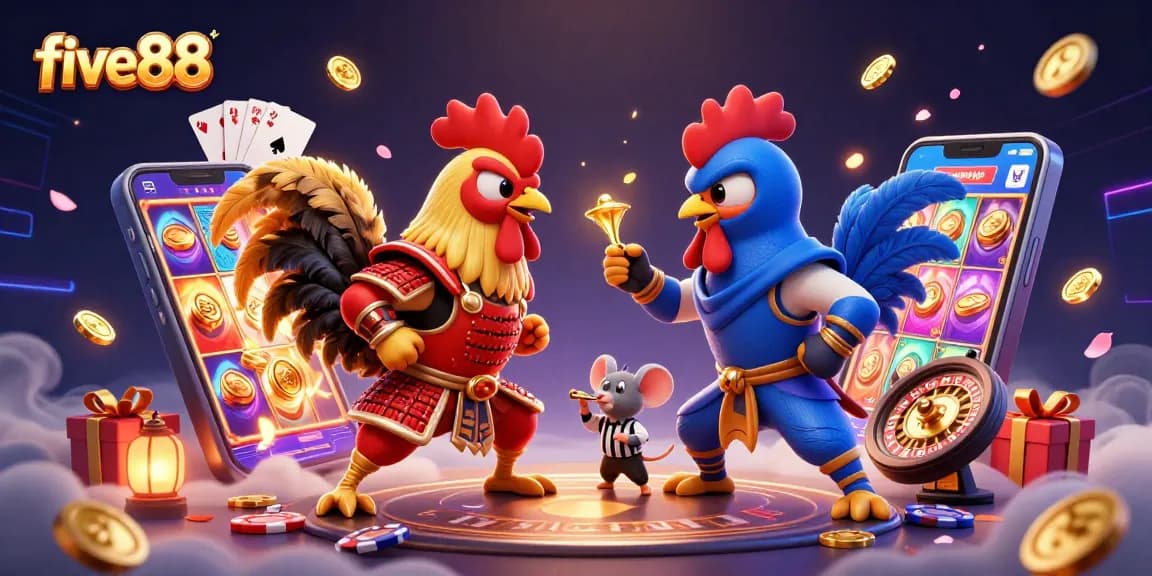 Engage with the five88 gaming adventure featuring spirited roosters in a high-stakes showdown.