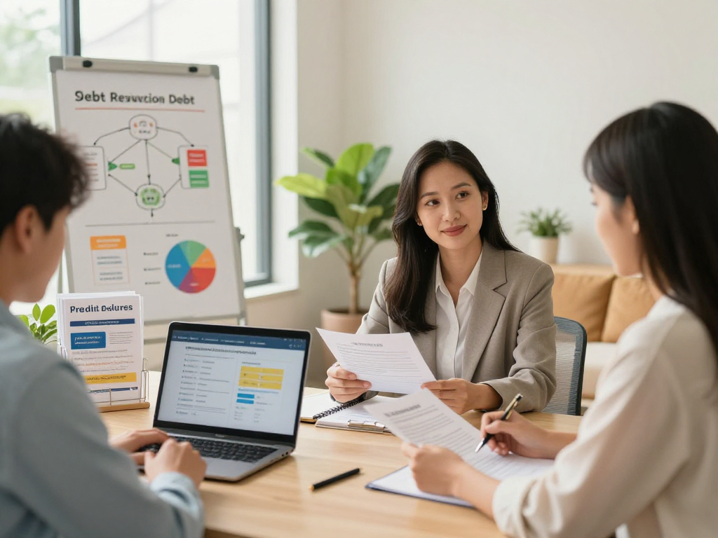 Client discussing credit-consolidation.ca/ options with a financial advisor in a welcoming office environment.