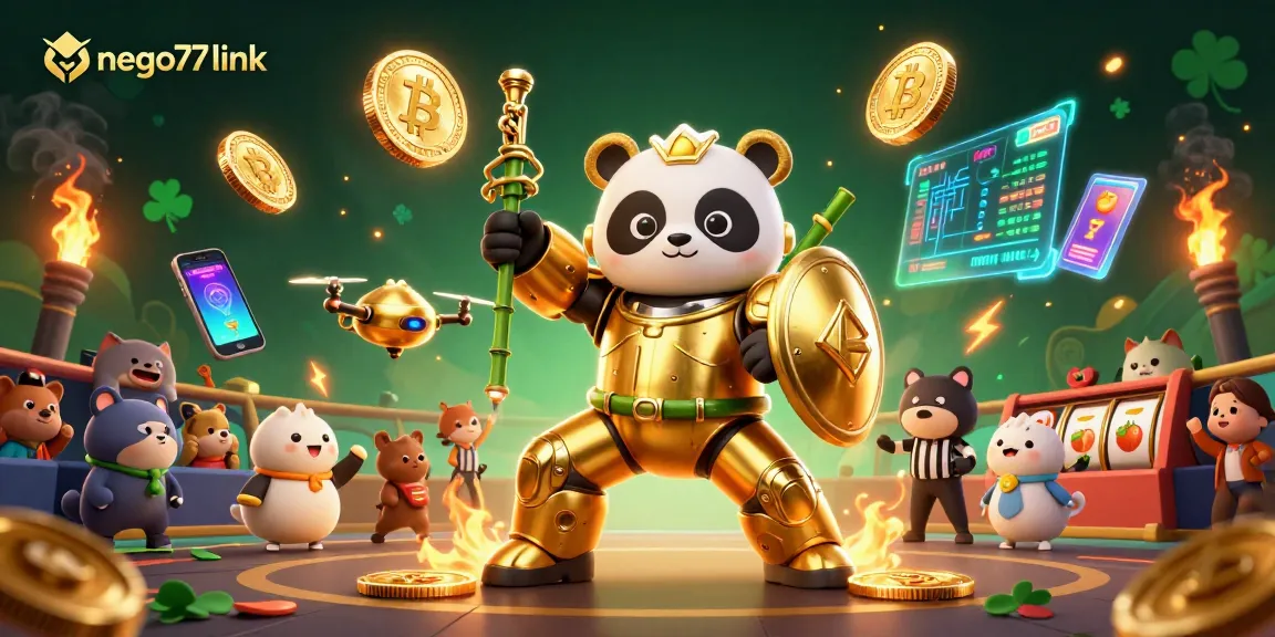 Engage with the nego77 link in the vibrant casino universe filled with colorful 3D elements.