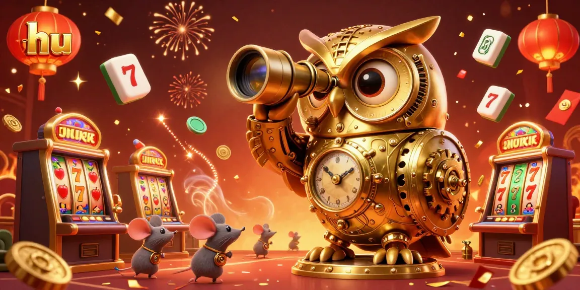 Engage in thrilling casino action with hu's vibrant golden owl and lively slot machines.