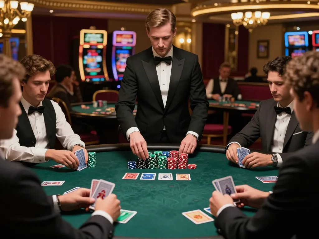 Players engaged in a thrilling blackjack game at 58wiin casino, showcasing strategy and excitement.