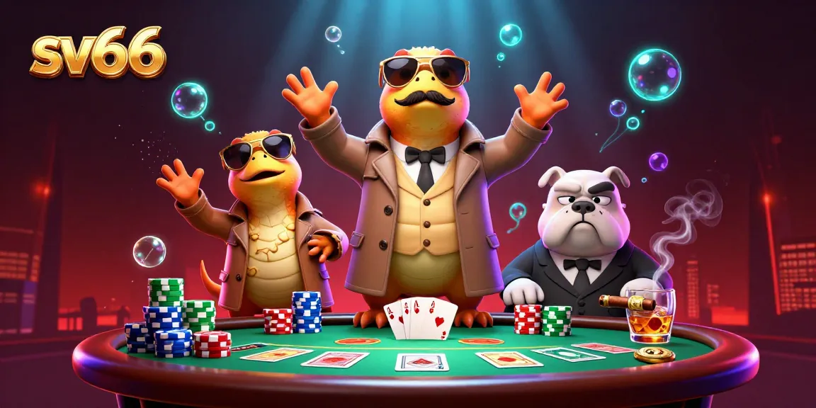 Experience sv66's thrilling casino action with raptors and chips in a vibrant illustration.