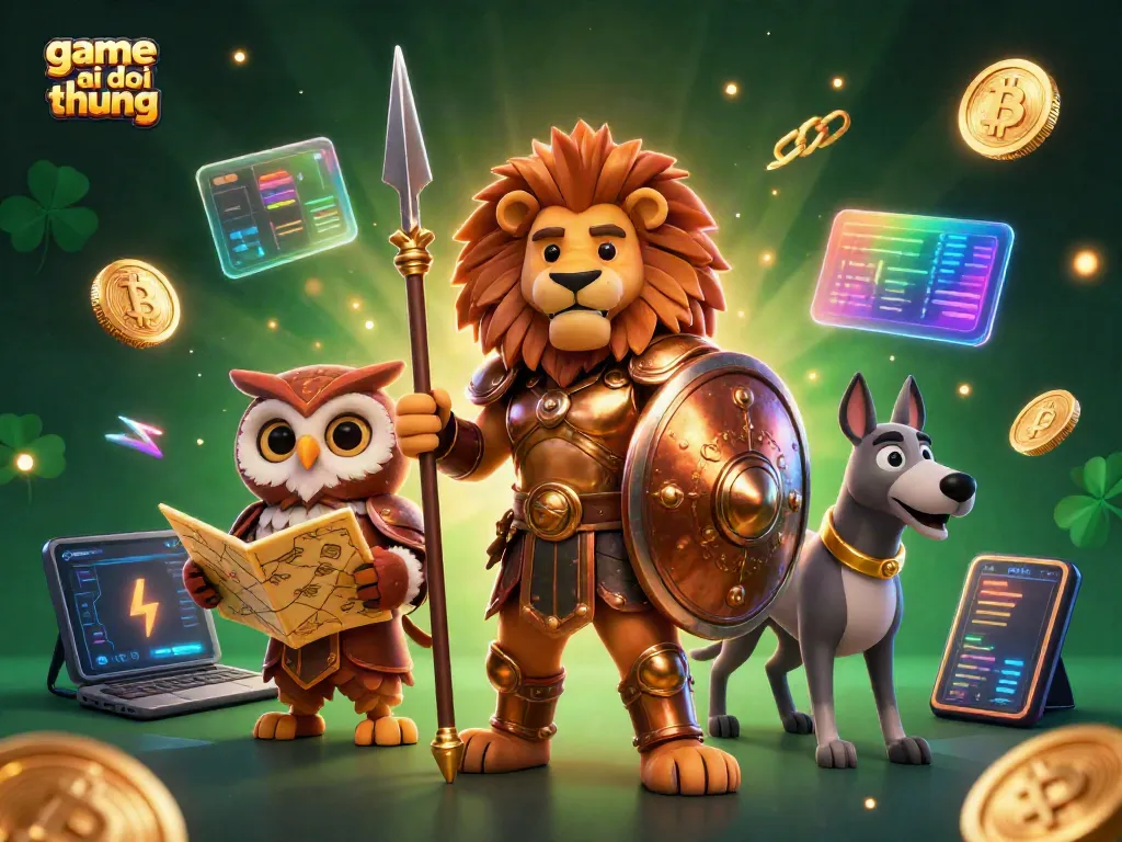 Engaging scene illustrating game bai doi thuong with a warrior lion and golden coins, highlighting gambling excitement.