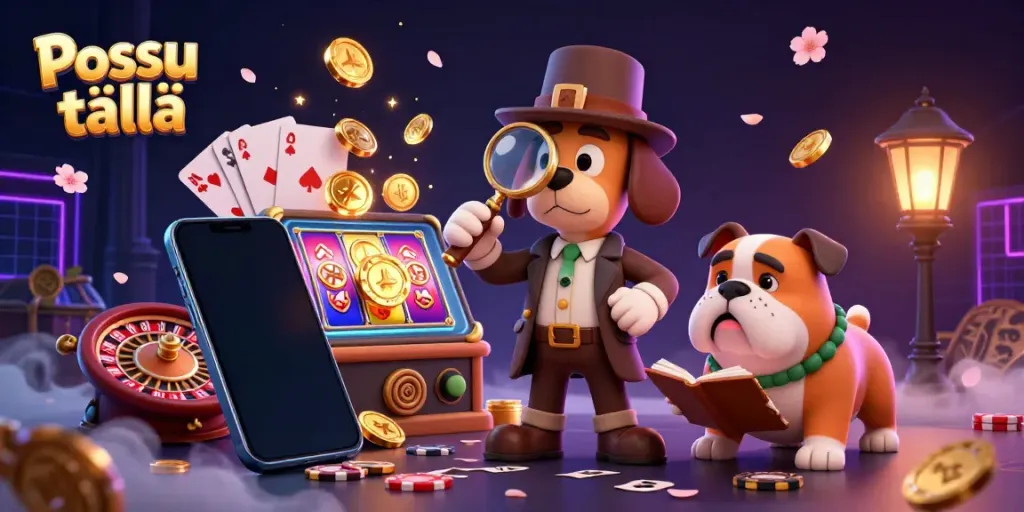 Pelissä "Possu täällä" visuaalisesti rikkaita elementtejä, kuten pokerimerkit ja kolikkopelit.