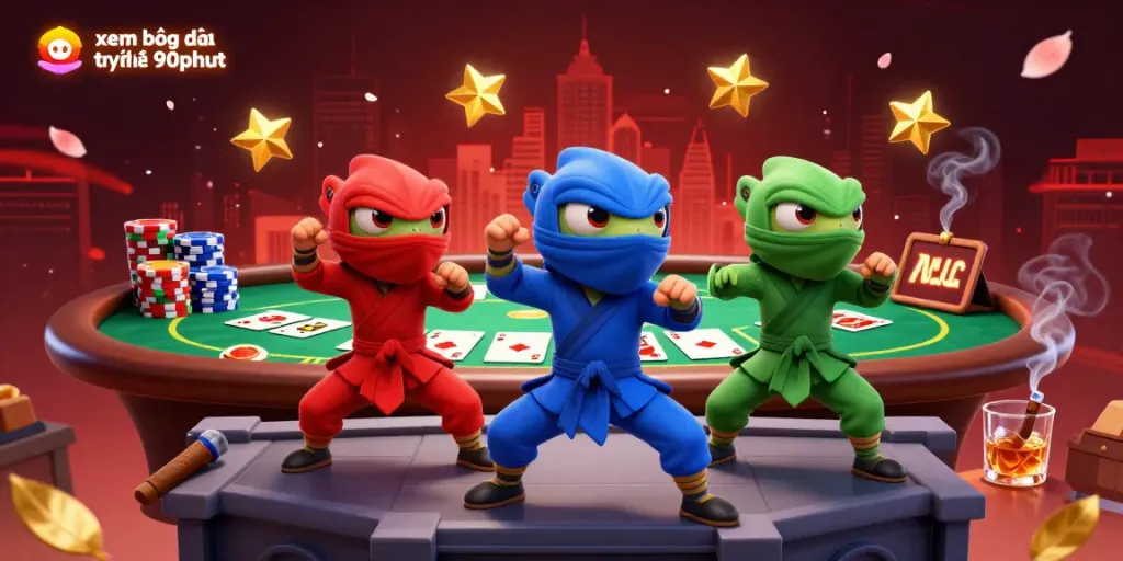 Xem bóng đá trực tuyến 90phut with dynamic ninja chameleons and vibrant casino elements.