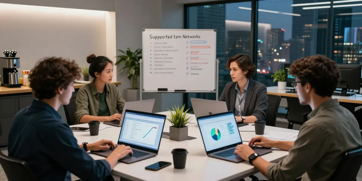 Team collaborating on Across Protocol at a modern workspace, showcasing cross-chain blockchain technology