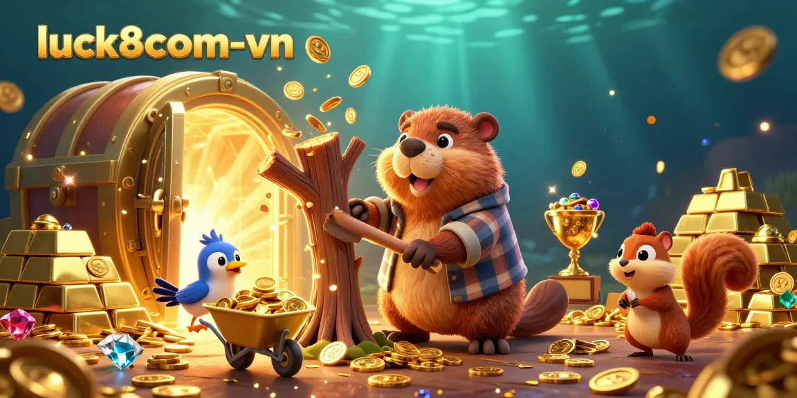 Experience excitement with luck8com-vn as beaver, bird, and squirrel celebrate jackpot winnings!