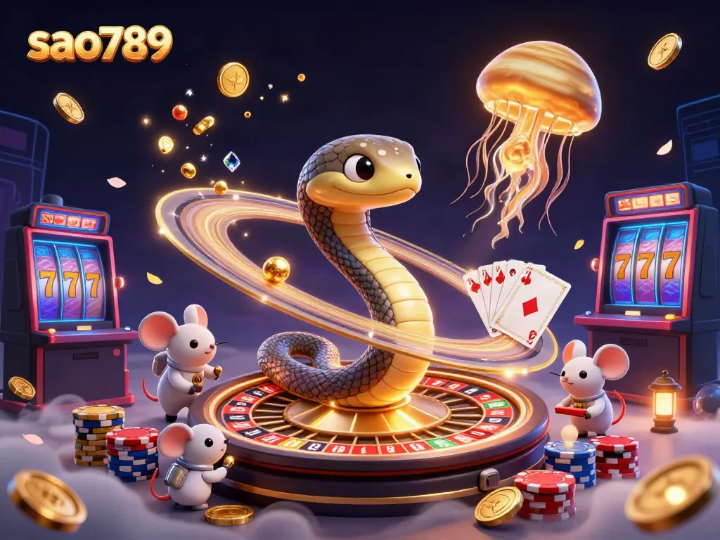 Experience thrilling bets and gameplay with sao789, where a cosmic dealer and astronaut mice bring a unique casino atmosphere.