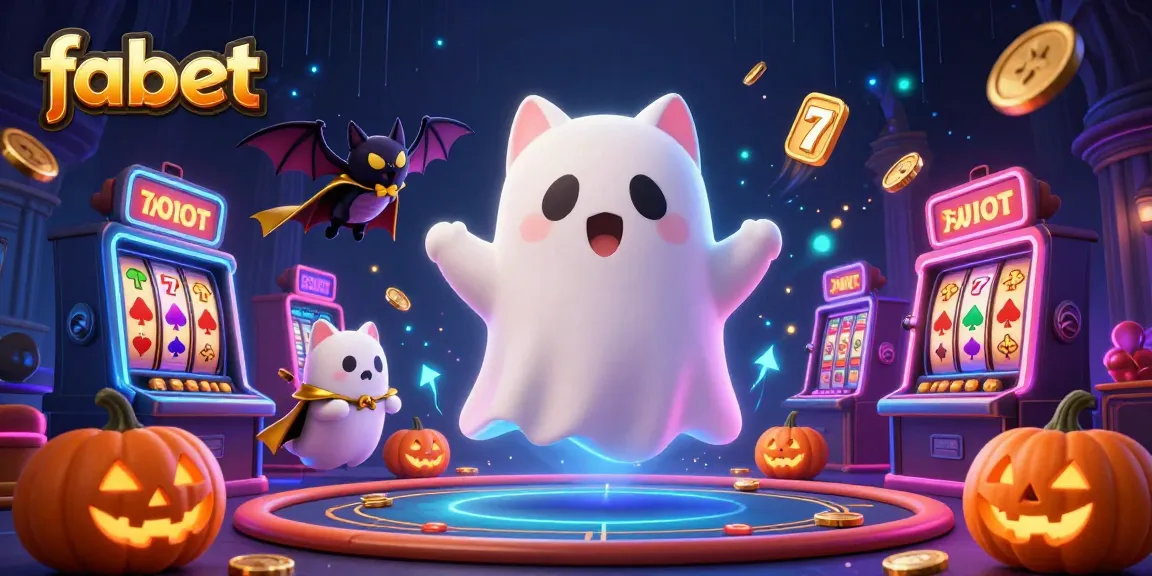 Engage with fabet's exciting haunted casino gaming scene featuring animated characters and thrilling slot reels.