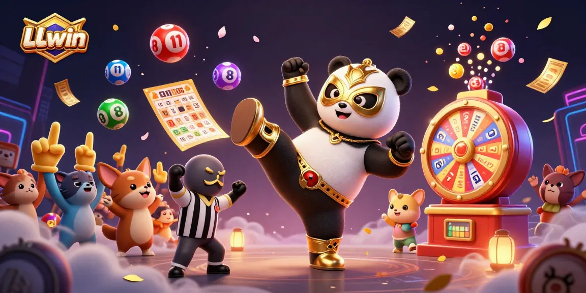Experience the excitement at LLwin with vibrant games and thrilling moments on this illustrated casino scene.