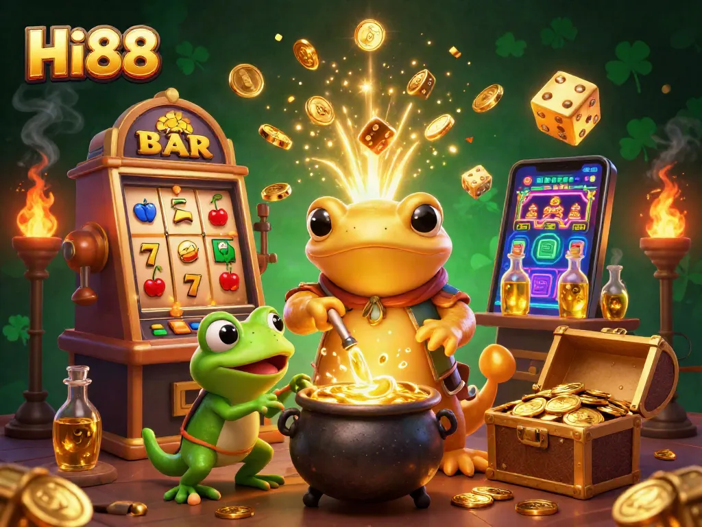 Experience winning with Hi88's exciting online casino scene filled with golden treasures and vibrant games.