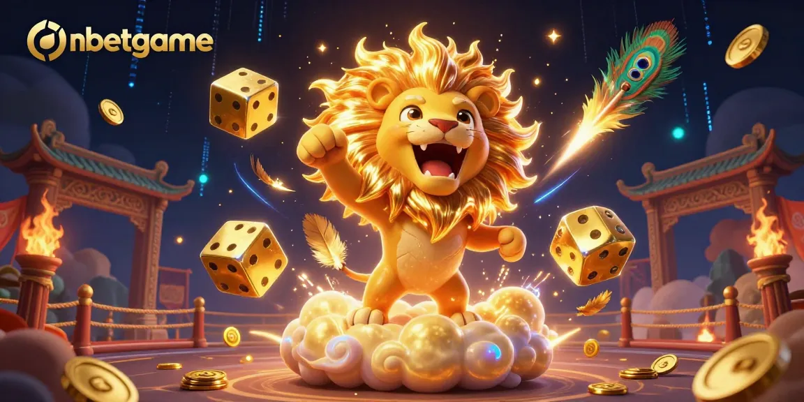 Experience vibrant gaming action with nbetgame's sun lion, golden dice, and thrilling casino elements.