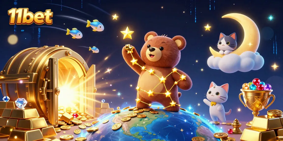 Engage in thrilling gameplay with 11bet's dazzling online casino experience enhanced by vivid, animated treasures.