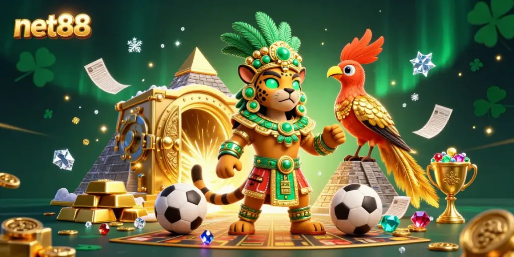 Engage with net88's thrilling betting experience amidst dazzling treasures and vibrant gambling elements.