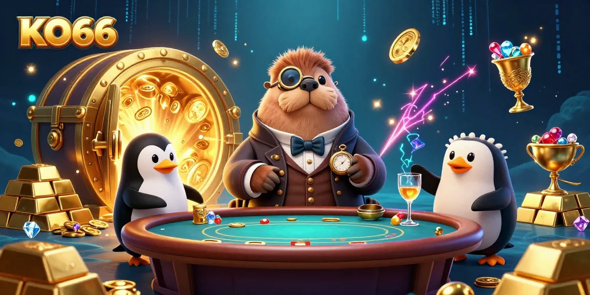 Play poker with KO66's jolly walrus at an underwater casino, full of treasures!