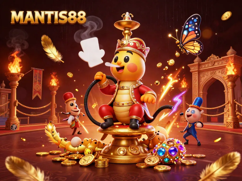 Engage with MANTIS88's vibrant 3D casino world filled with dynamic gaming elements and colorful characters.