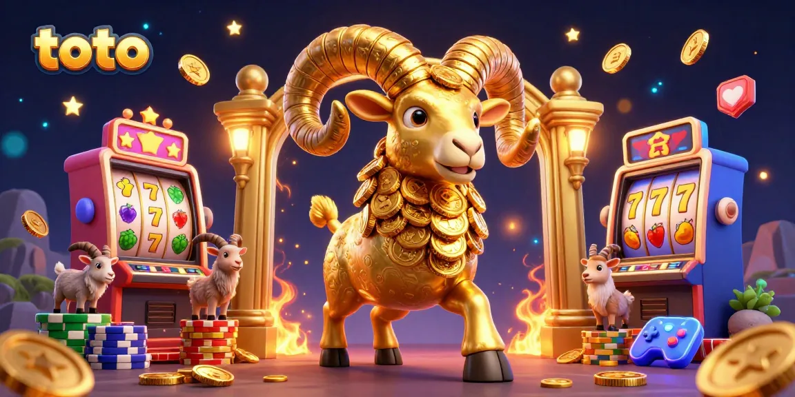 Engage with the thrilling world of toto casino games featuring a golden ram charging through slot reels and coins.
