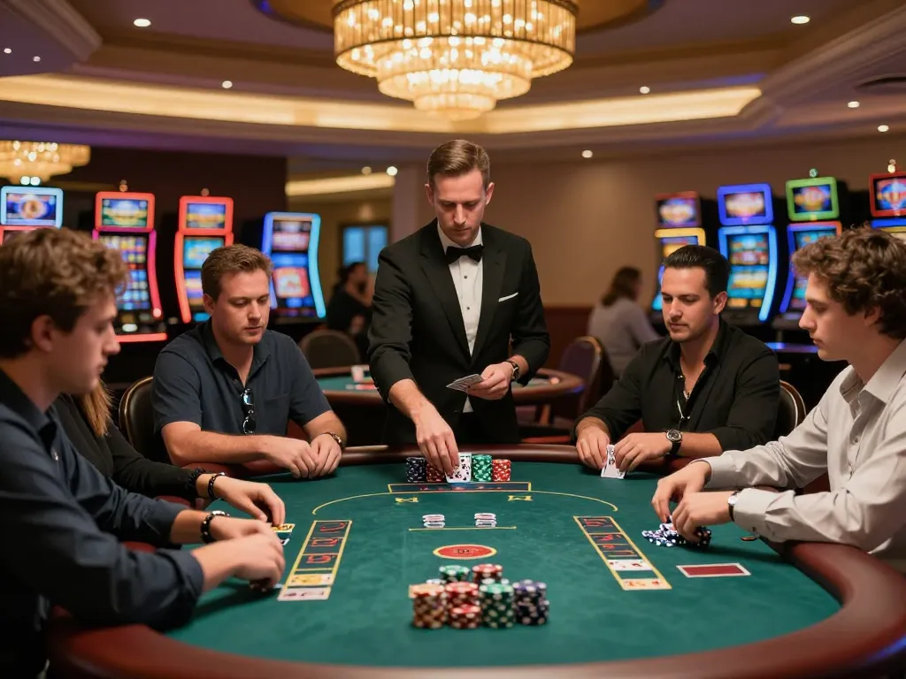 Engaged players at a blackjack table on badak178, showcasing high-stakes gameplay and strategic decisions.