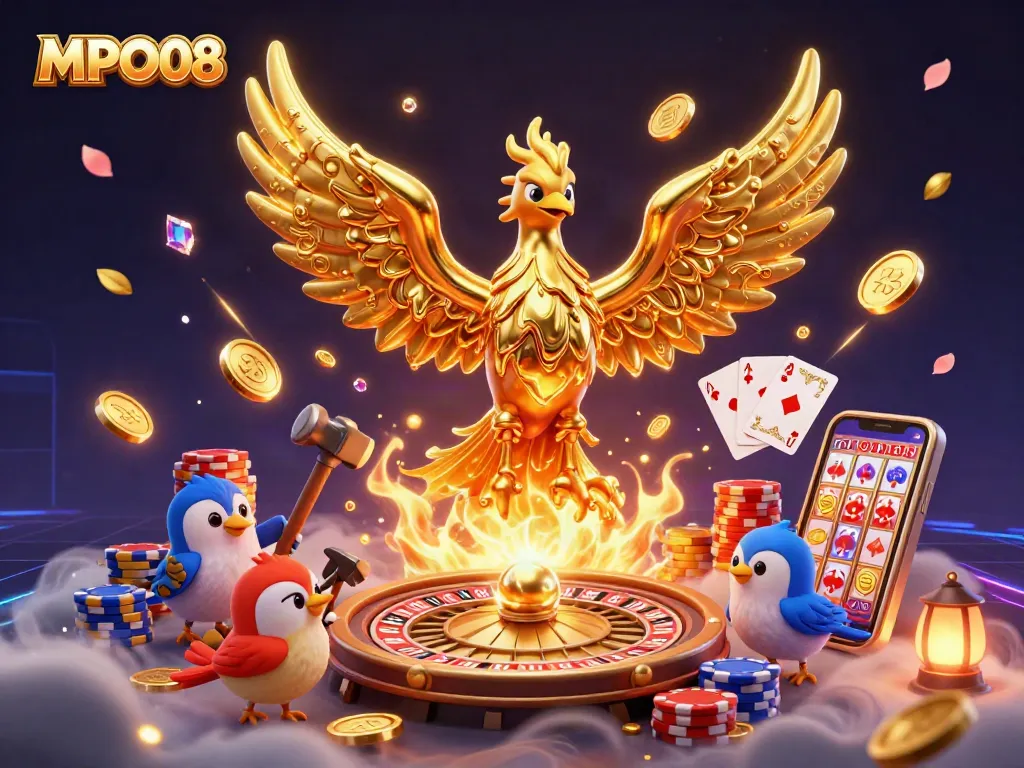 Engage with MPO08 through dynamic casino entertainment featuring golden phoenix and thrilling gaming elements.