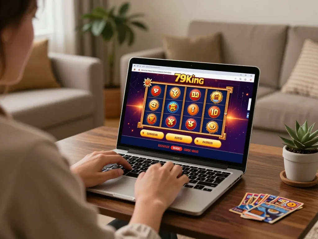 Engaging online gaming session at home featuring the 79king brand interface for casino entertainment.