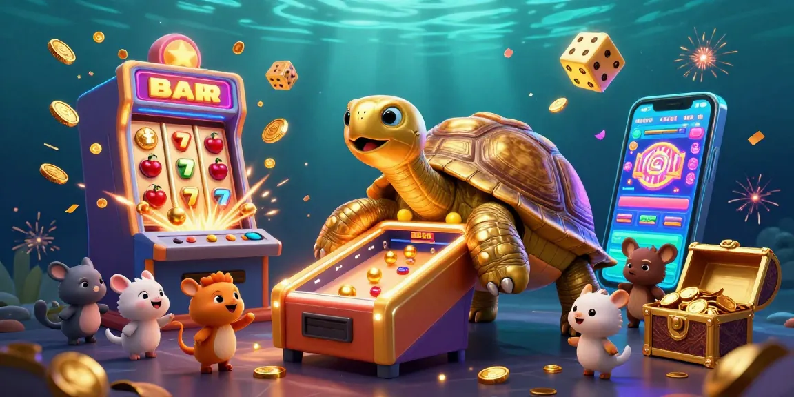 Situs LUXURY12 showcases a vibrant casino celebration with golden tortoise and jackpot frenzy.