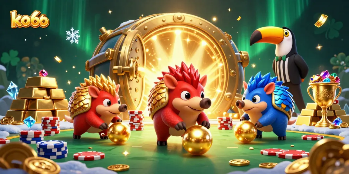 Experience the thrill of gaming with ko66 as pangolins compete in an exciting casino scene.