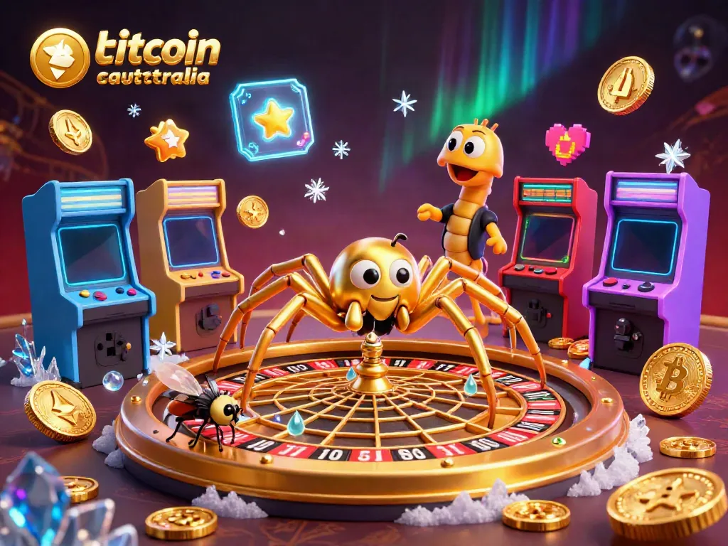 Experience thrilling gameplay at a bitcoin casino australia with vibrant digital elements and animated characters.