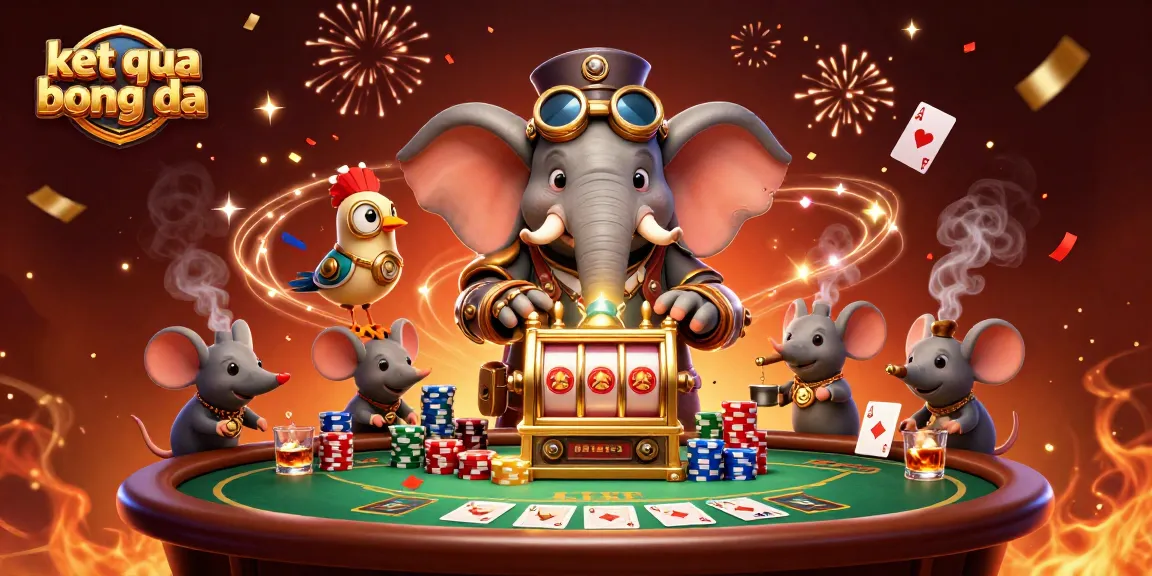 Engage with the dynamic elements of ket qua bong da in this vibrant steampunk casino illustration.