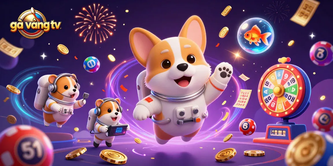 Engage with gà vàng tv as a 3D cartoon astronaut corgi navigates a lively space casino.