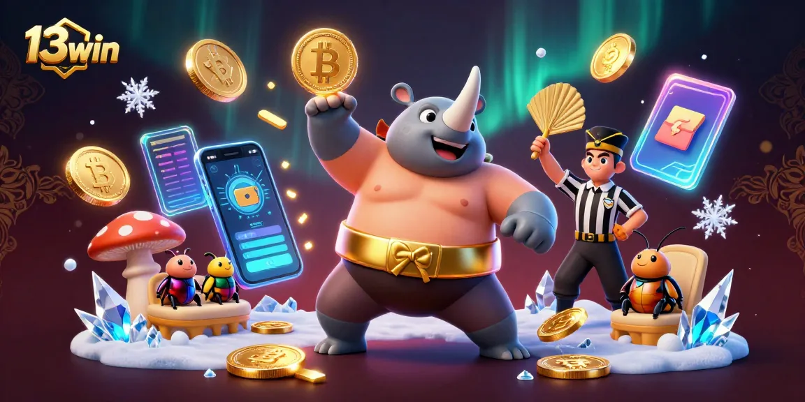 Engage with thrilling 13win games as a powerful sumo beetle champion stomps coins into the air.