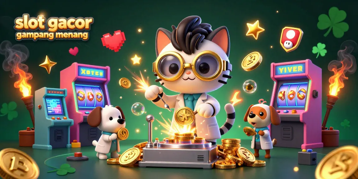 Experience big wins with slot gacor gampang menang showcased in this lively 3D casino scene.