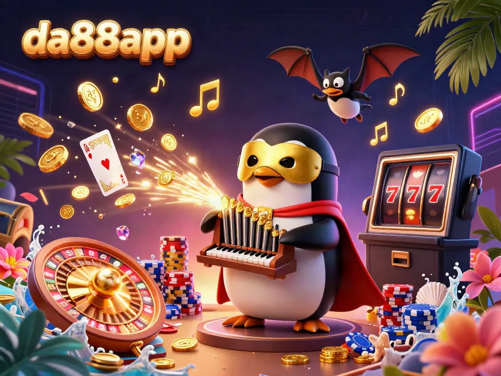 Experience winning at da88app with an enchanting scene of gambling characters and dynamic casino elements.