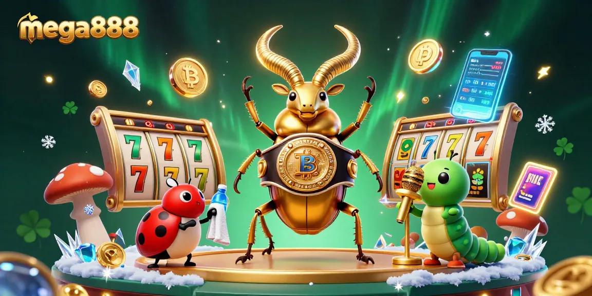 Experience the excitement of winning with mega888 in this vibrant 3D casino illustration.