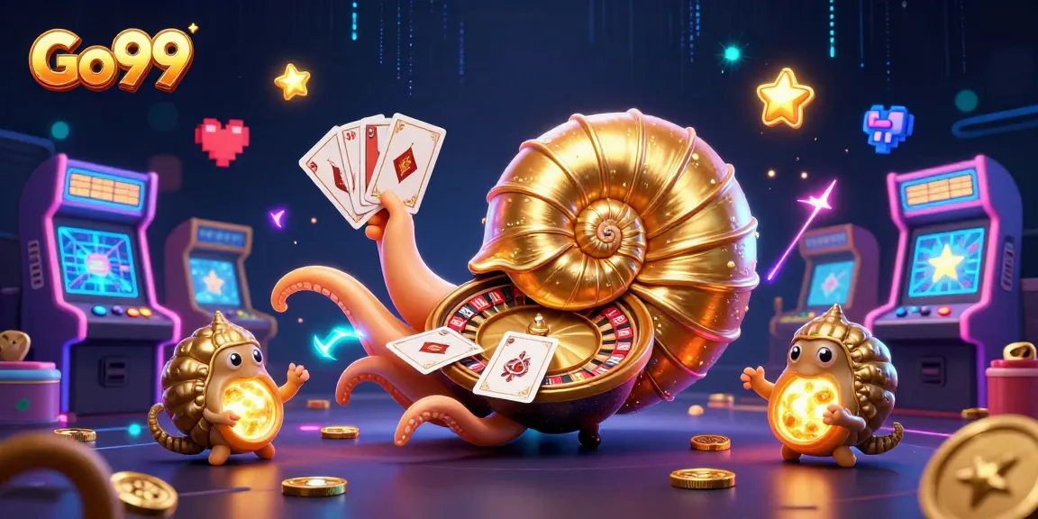Experience thrilling action at Go99 with a 3D nautilus roulette wheel and glowing game elements.