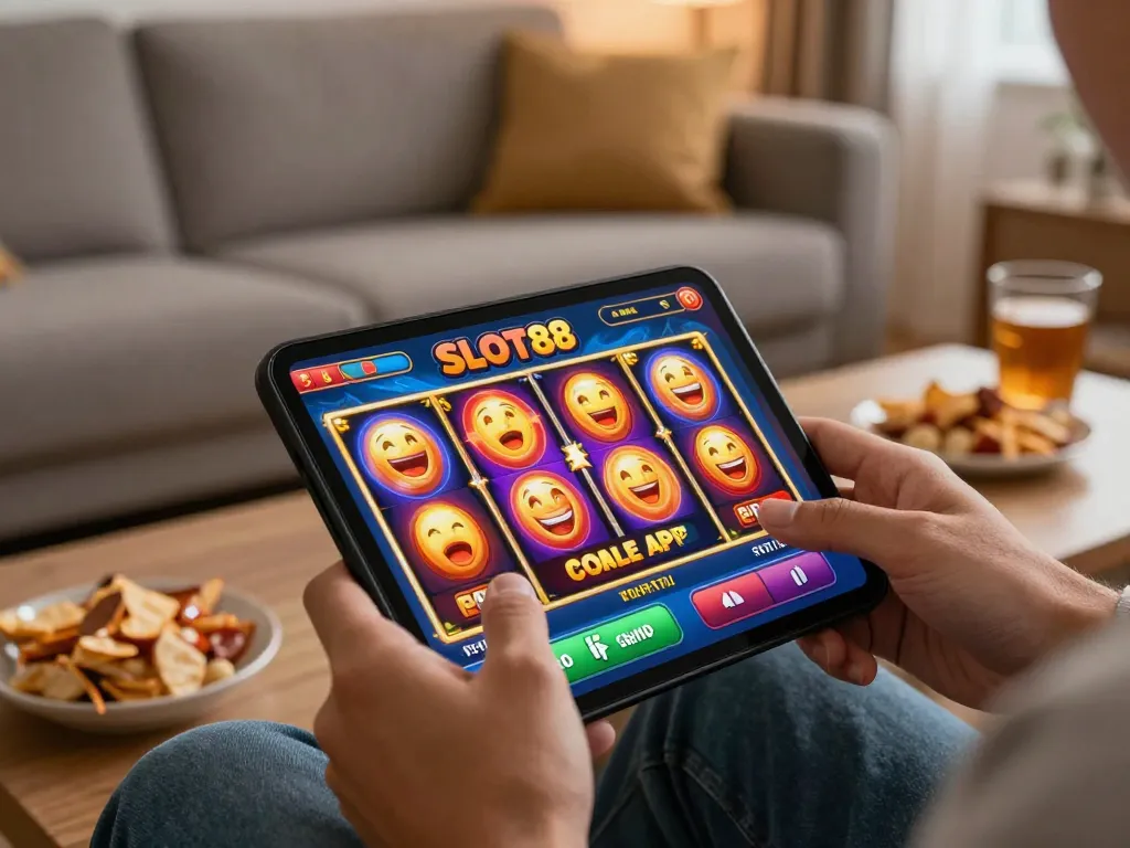 Playing the latest slot88 apk on a smartphone, showcasing vibrant graphics and exciting gameplay