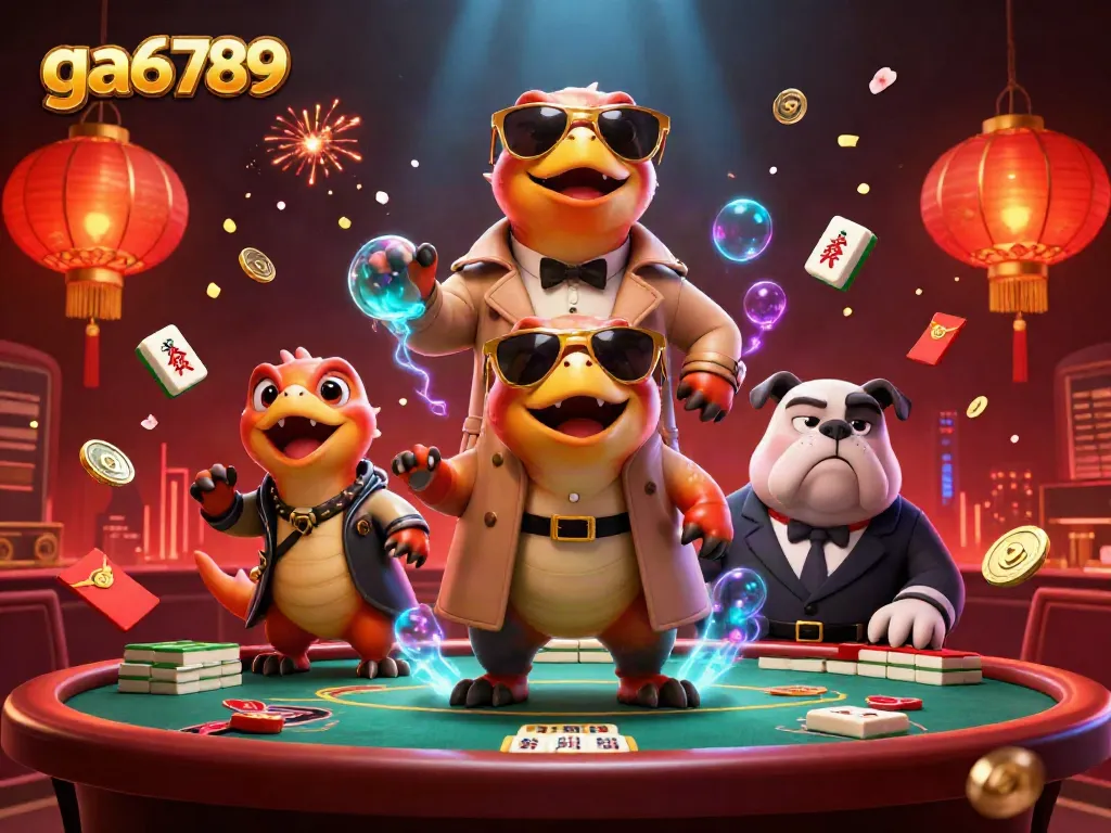 Engage in thrilling action at ga6789 with vibrant visuals of 3D creatures and lively casino elements.