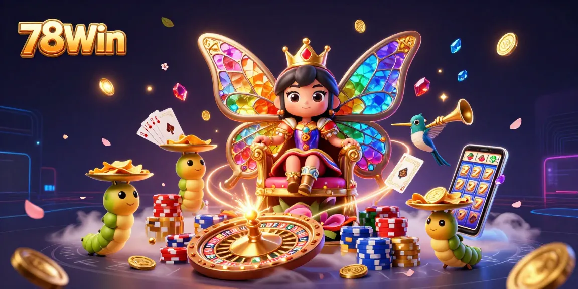 Engage with 78Win's dynamic casino scene featuring vibrant characters and thrilling game elements.