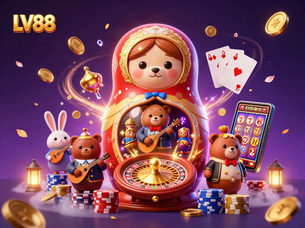 Win big with LV88's exciting casino experience featuring cheerful characters and gaming elements.