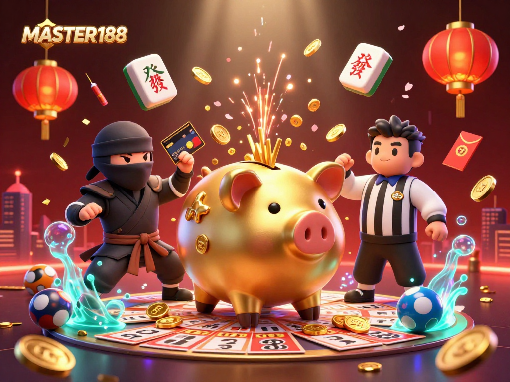 Engage with MASTER188 for exciting lottery gameplay featuring vibrant characters and dynamic elements.