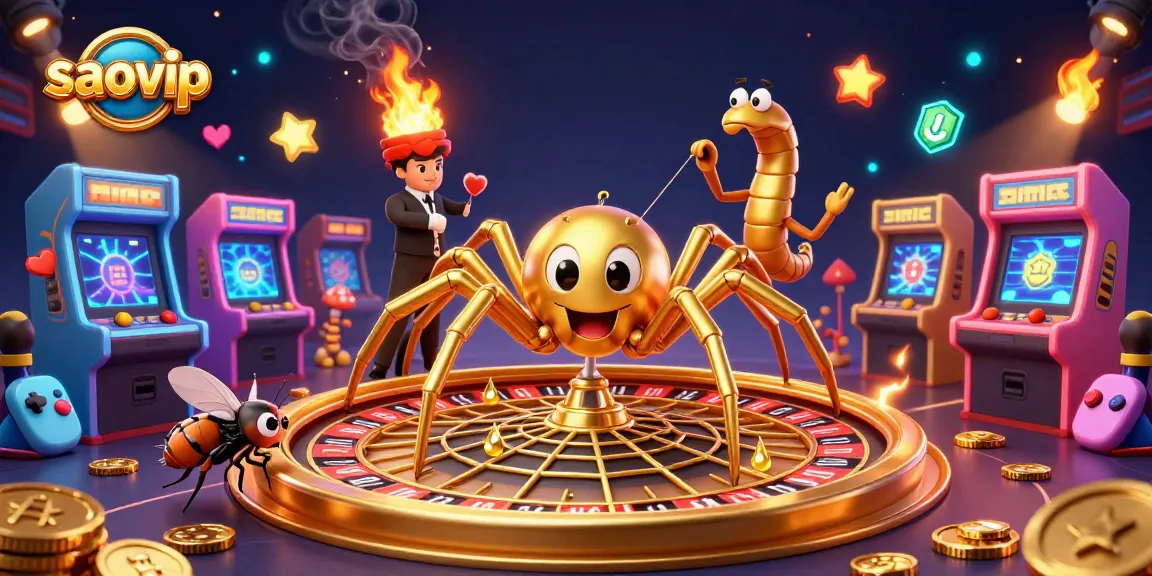 Experience thrilling gameplay at saovip with a colorful 3D casino illustration featuring dynamic game elements.
