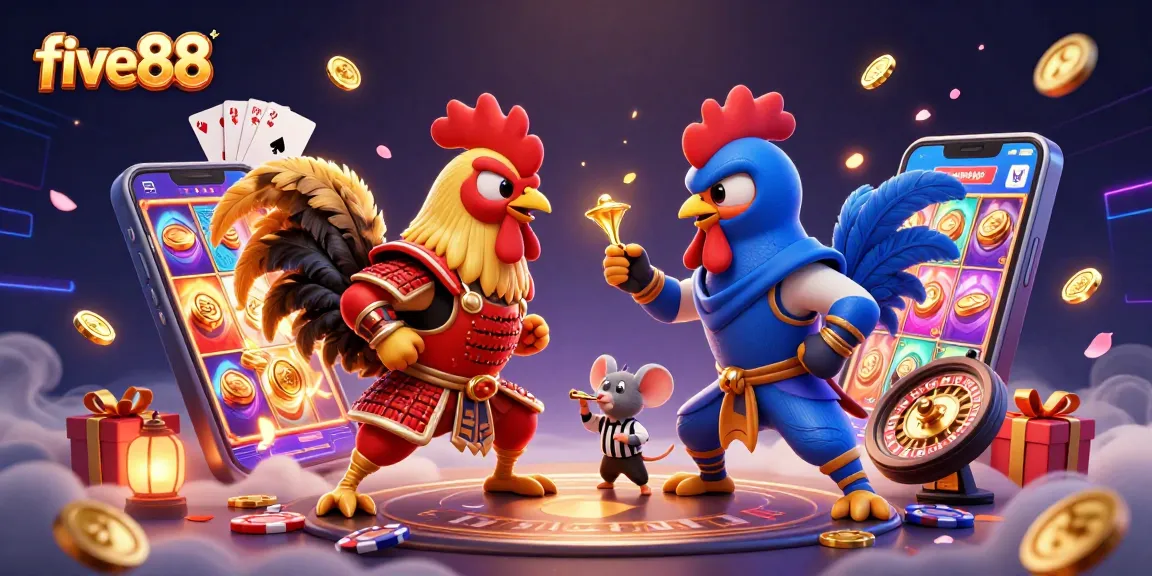 Engage with the five88 gaming adventure featuring spirited roosters in a high-stakes showdown.