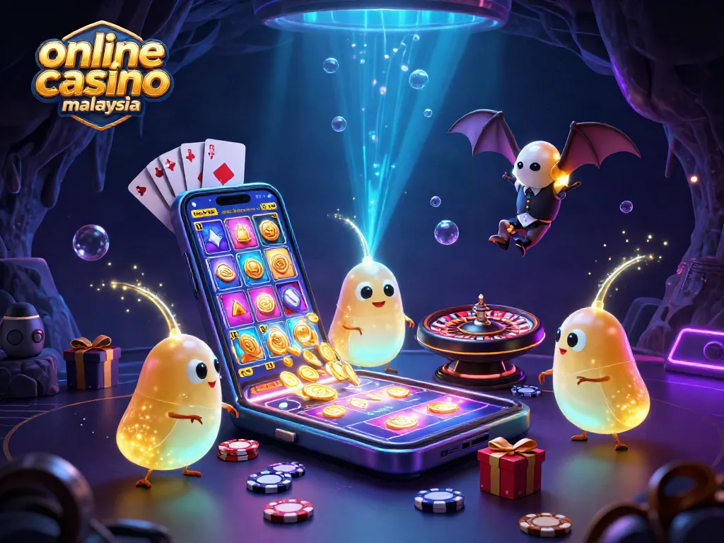 Engage with the vibrant scene of online casino malaysia illuminated by glowworms, featuring games and fun.