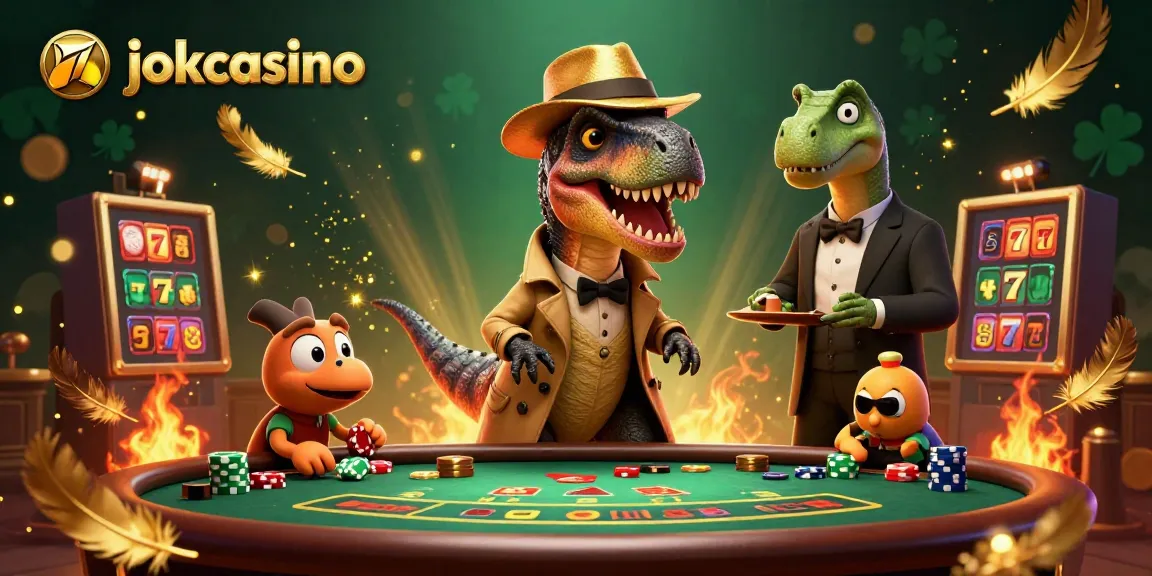 Engage in the thrilling stakes of jokacasino with a velociraptor card counter and dinosaur pit boss at play.